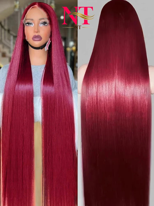 99J Burgundy HD Lace Wig | Straight Human Hair 4x4 / 5x5 / 13x4 / 13x6 Lace Front
