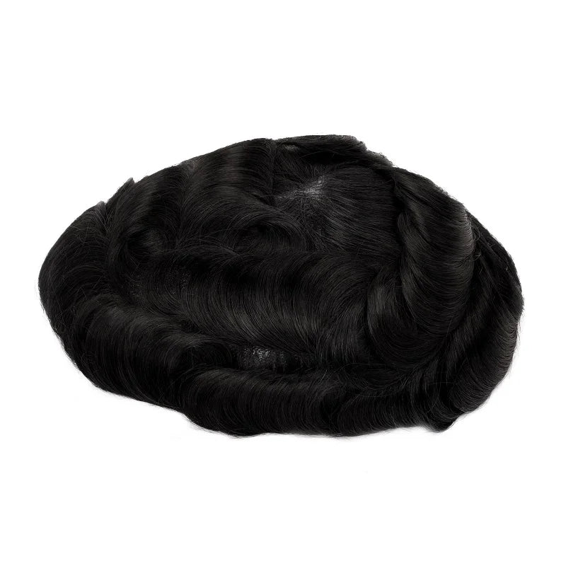 Topunique Full Swiss Lace Men's Toupee | 90% Light Density Hair System for Men