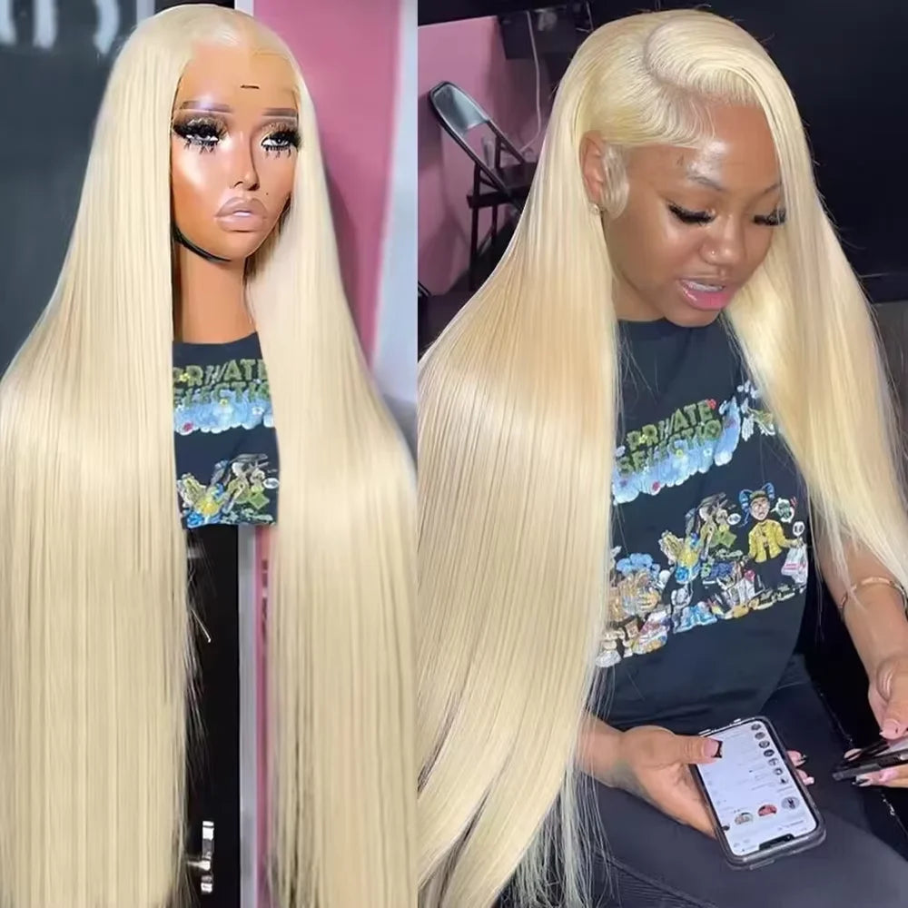 613 Honey Blonde Bone Straight Lace Frontal Wig – 13x6 HD Transparent, 30 & 40 Inch, 200% Density