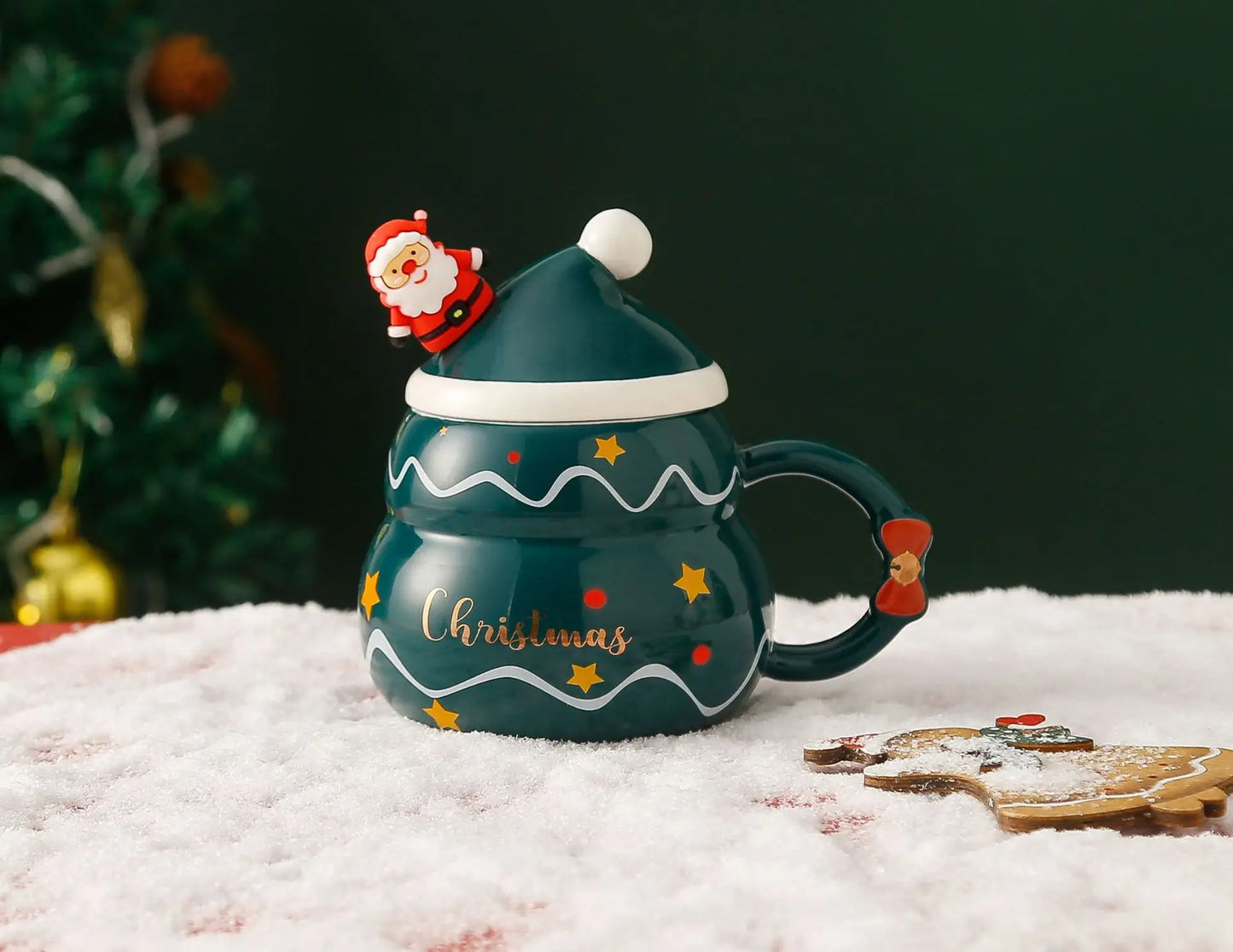 Christmas Ceramic Mug – Nordic Style Santa & Snowman Cup Gift for Holiday Season