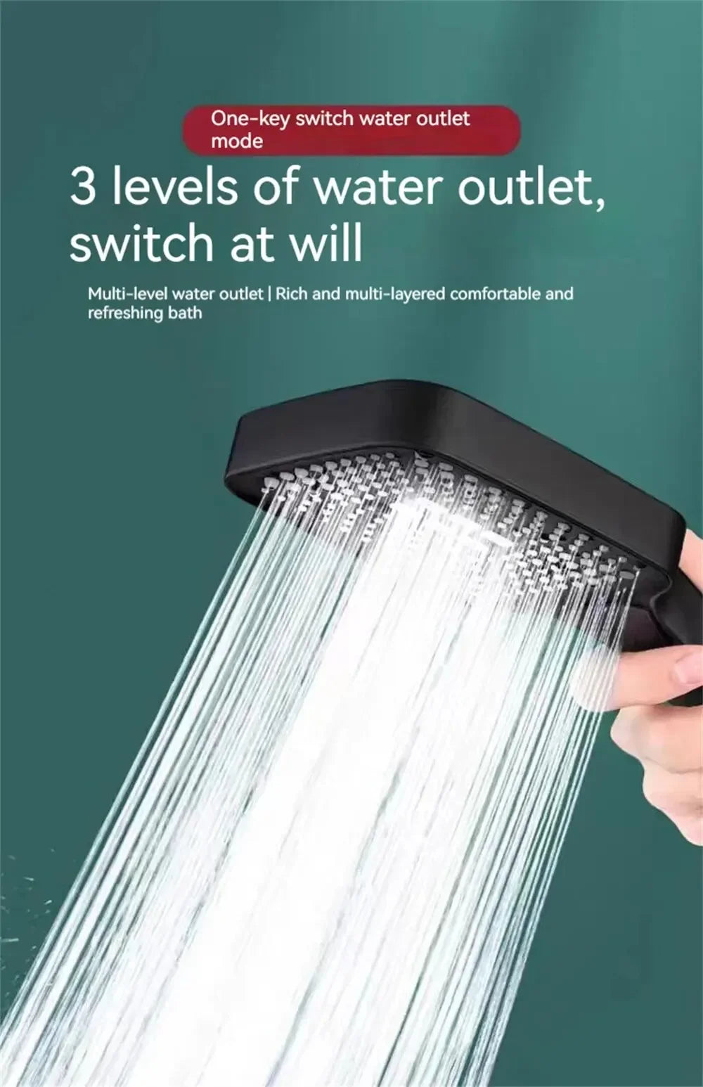 Adjustable 3-Mode Rainfall Shower Head | High-Pressure Water-Saving Handheld Shower – Gold Finish