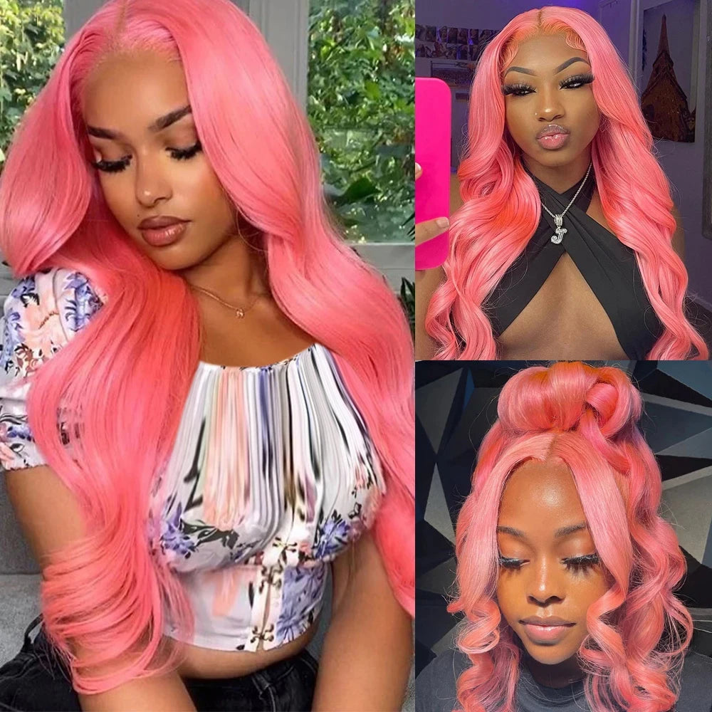 40” Rose Red Body Wave HD Lace Front Wig – 13x6 Transparent Brazilian Human Hair