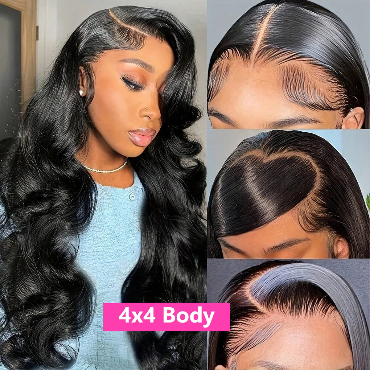 Bling Hair Body Wave 13x6 Lace Front Human Hair Wig (13x4 Option, Transparent Lace, 30–32 Inch, 180% Density)
