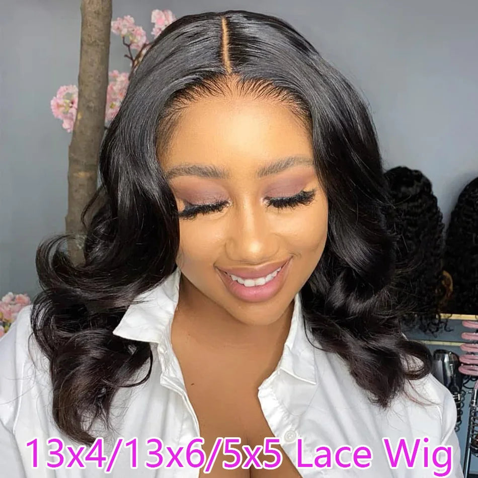 Body Wave Bob Wig 13x6 Transparent Lace Frontal Brazilian Human Hair Wig – Virgin Remy, 180% Density
