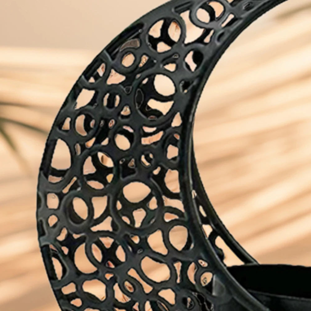 Eid Mubarak Moon Candle Holder – Ramadan Metal Candlestick for Home & Party Decor