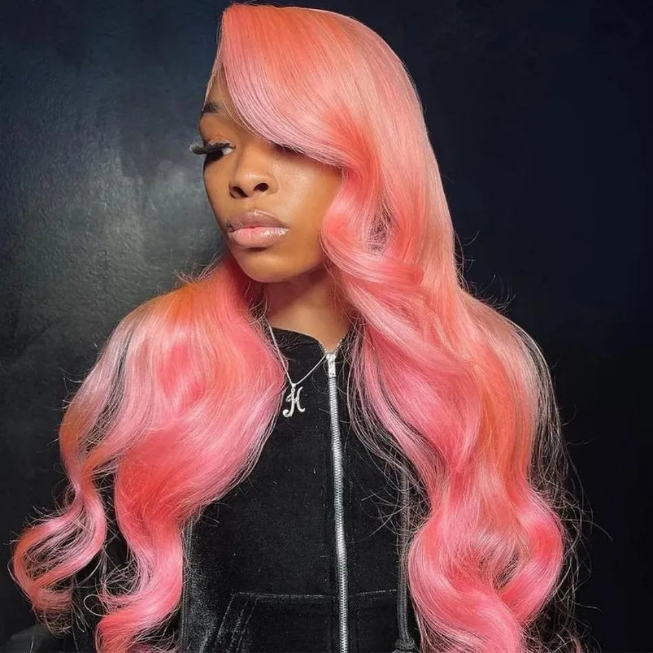 Pink Body Wave Human Hair Wig 13x6 HD Lace Frontal 40 Inch – 230% Density