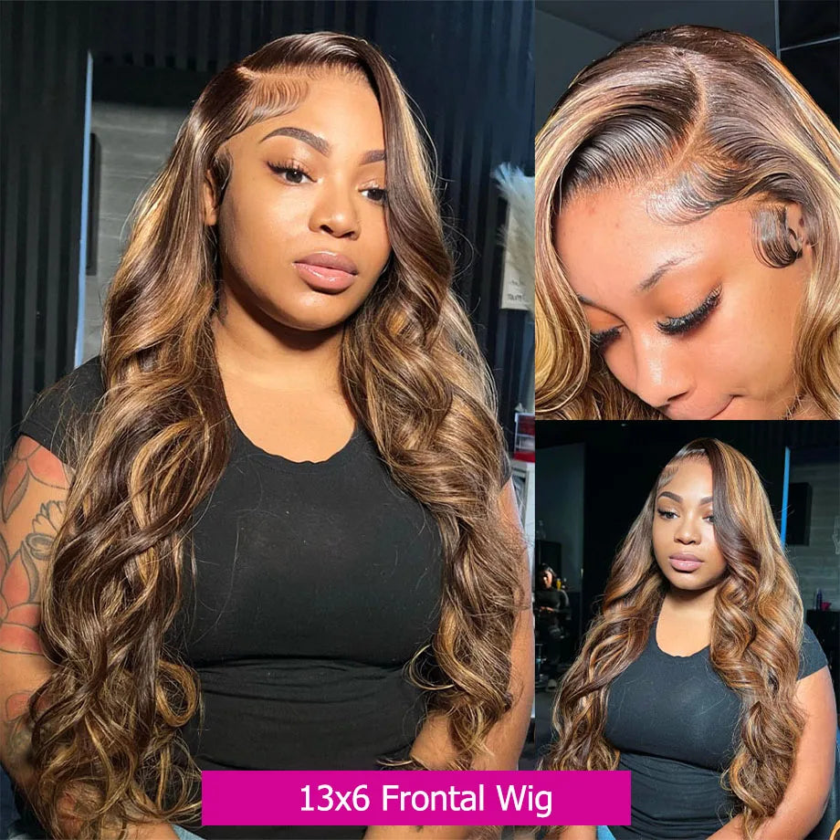 Body Wave Highlight 13x6/13x4 HD Lace Front Wig (Brazilian Human Hair, 30 Inch)