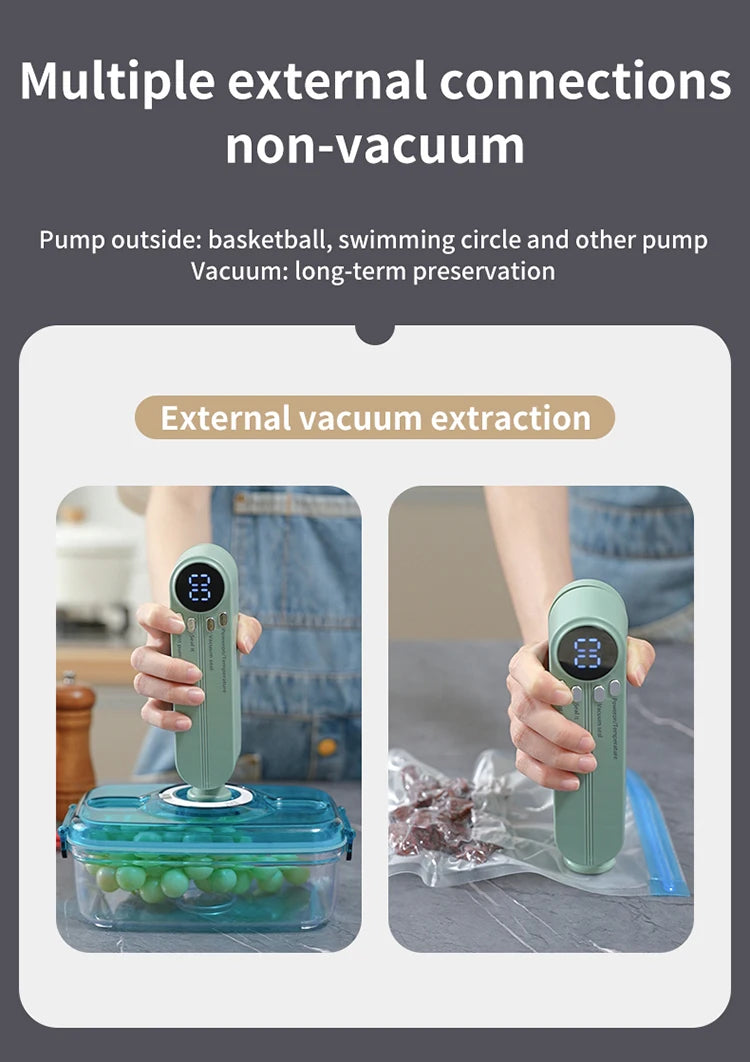 Mini Portable Vacuum Sealer – USB Rechargeable Wireless Food Saver for Dry & Moist Preservation Bags