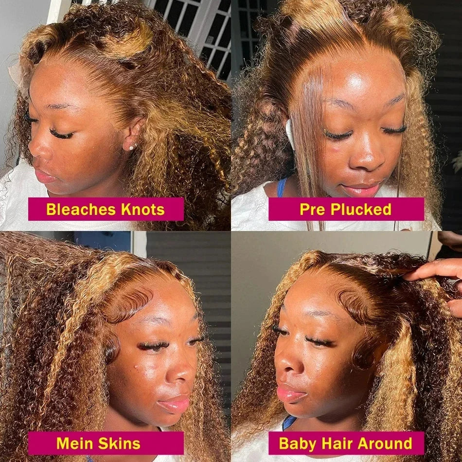 Ombre Highlight Water Wave HD Lace Front Wig (13x6 / 13x4) – Brazilian Remy Human Hair, Deep Wave Frontal (26"+)