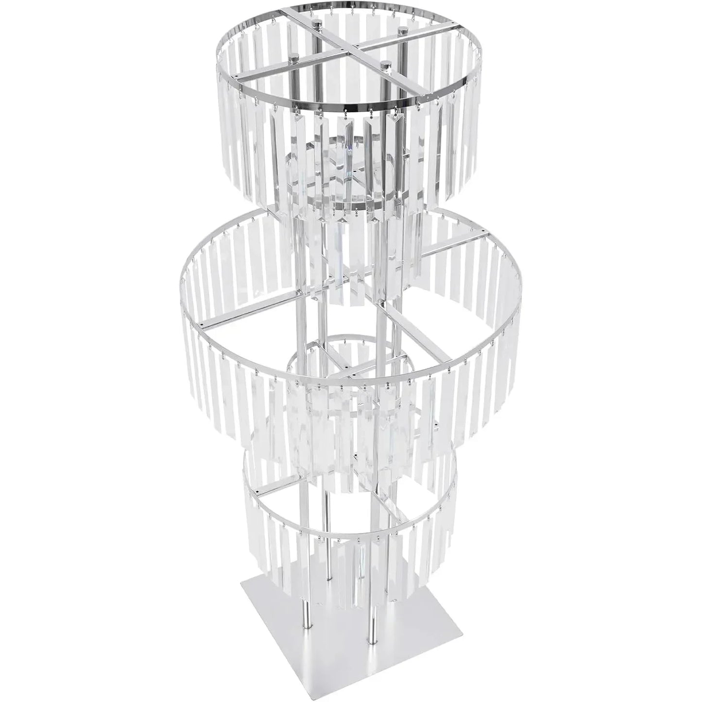 5-Tier Crystal Flower Stand 43.3” Round Chandelier Pedestal – Wedding & Party Table Centerpiece Décor