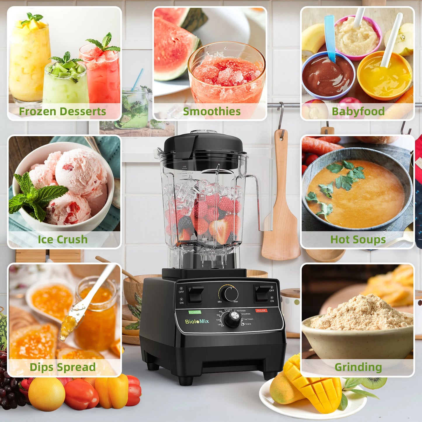 Biolomix 2L Professional Blender – 2200W, Smart Timer, Pre-Programmed