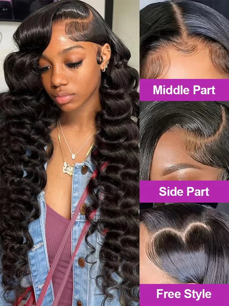 HD 13x6 Lace Front Loose Deep Wave Human Hair Wig – Glueless, 200% Density, 40"