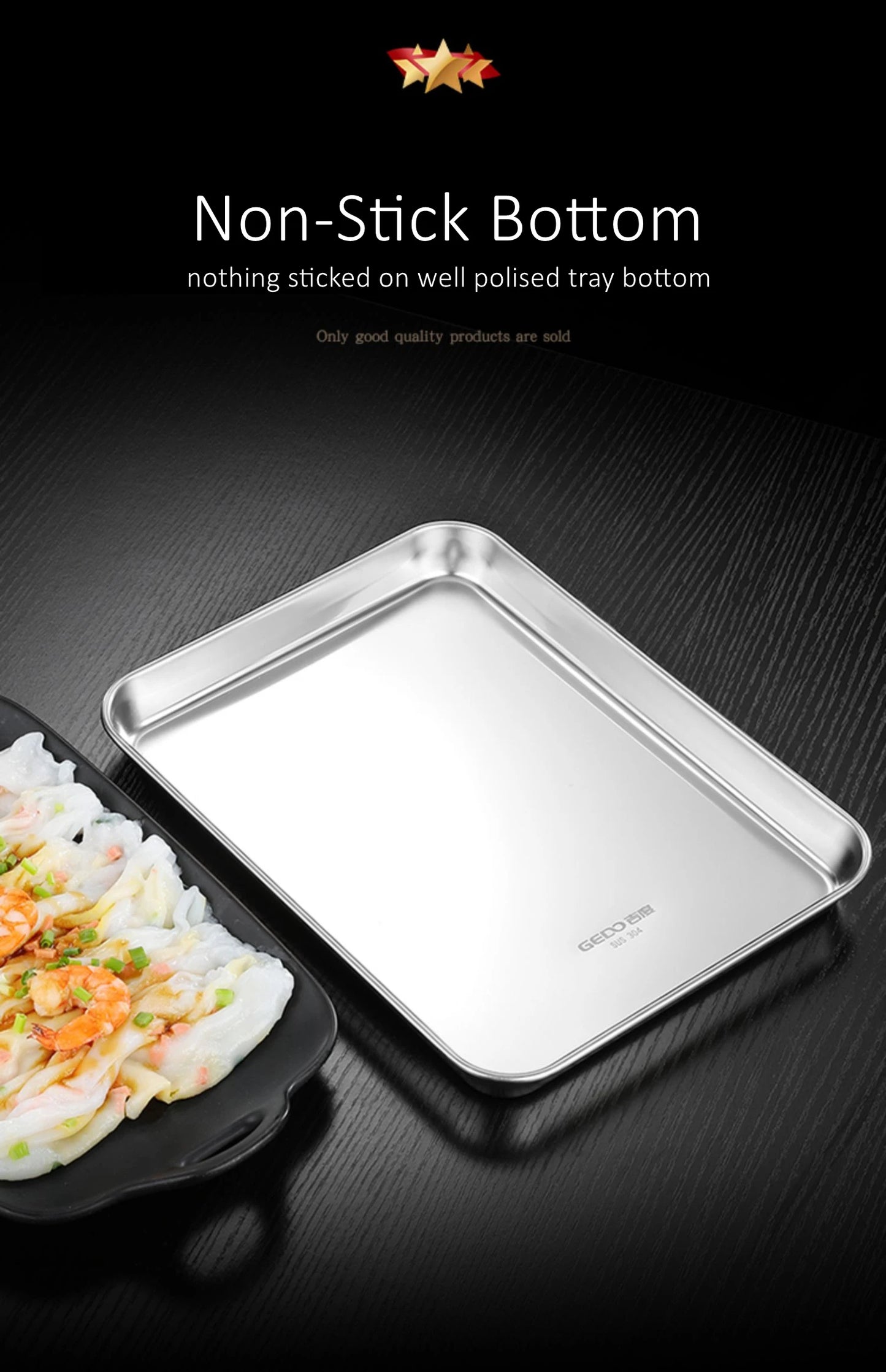 304 Stainless Steel Baking Tray – LFGB Certified, Fall-Resistant Steaming Dish (27–37.5cm Rectangular Pan)