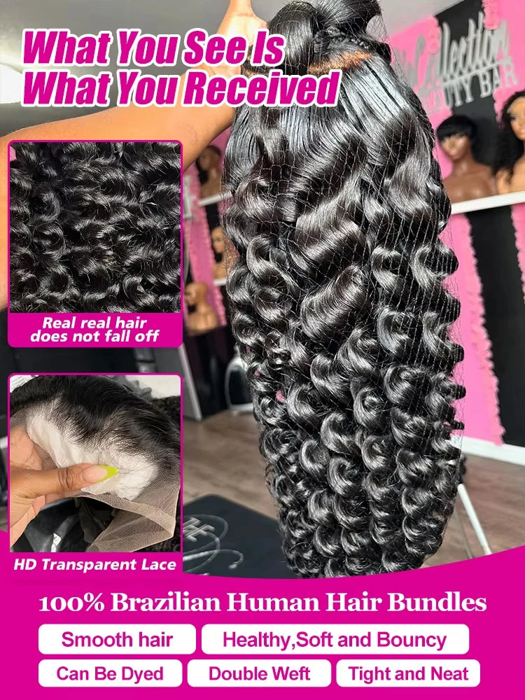 200% Density Loose Wave 13x6 HD Lace Front Wig (13x4 Option) – Brazilian Remy Human Hair, 30–40 Inch