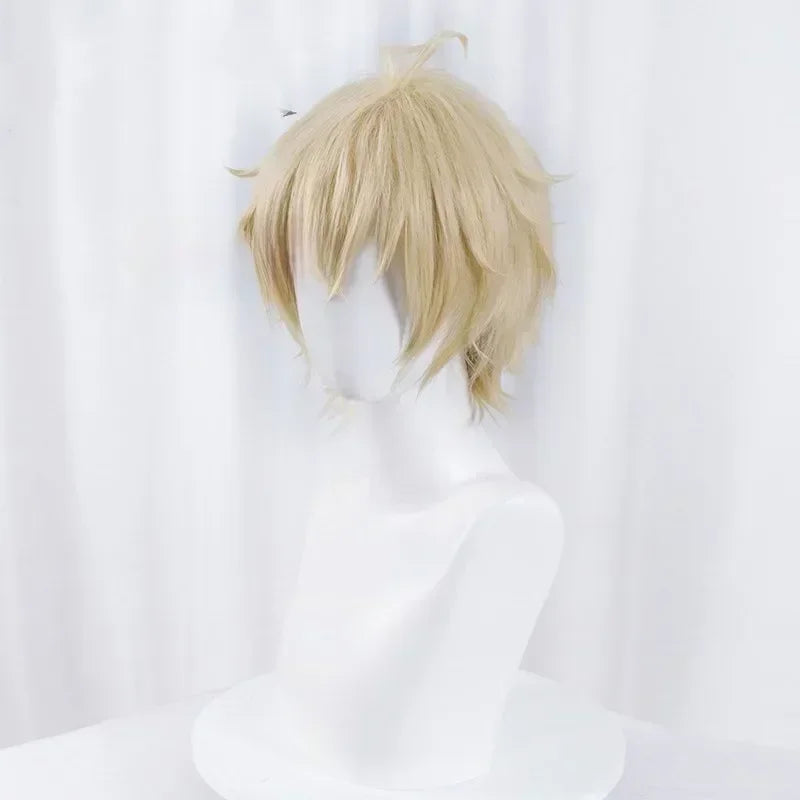 Men's Short Blonde Cosplay Wig – Heat Resistant Synthetic Full Cap Wig