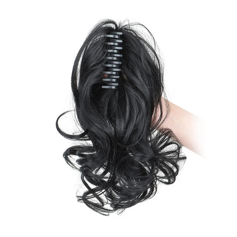 Curly Claw Clip Ponytail Extension | Synthetic Short Curly | 12 Inch | 80g | Black Brown Blonde