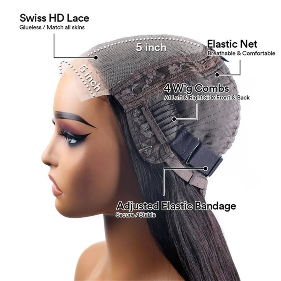 427 Highlight Deep Wave Bob Wig (250% Density) | Glueless 5x5 HD Lace Closure | Brazilian Human Hair