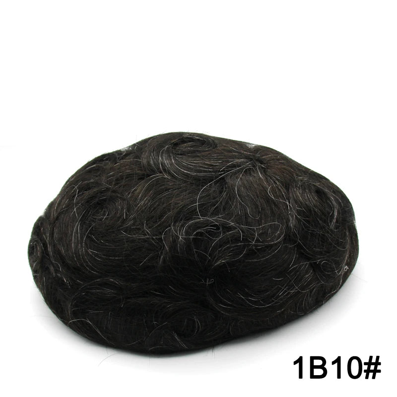 Men's Human Hair Toupee – Lace & PU Base, Straight, 6x8 / 7x9 / 8x10