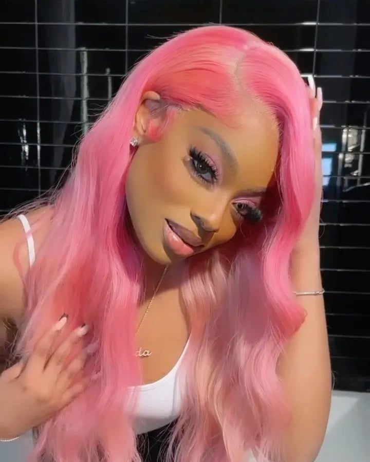 40” Rose Red Body Wave HD Lace Front Wig – 13x6 Transparent Brazilian Human Hair