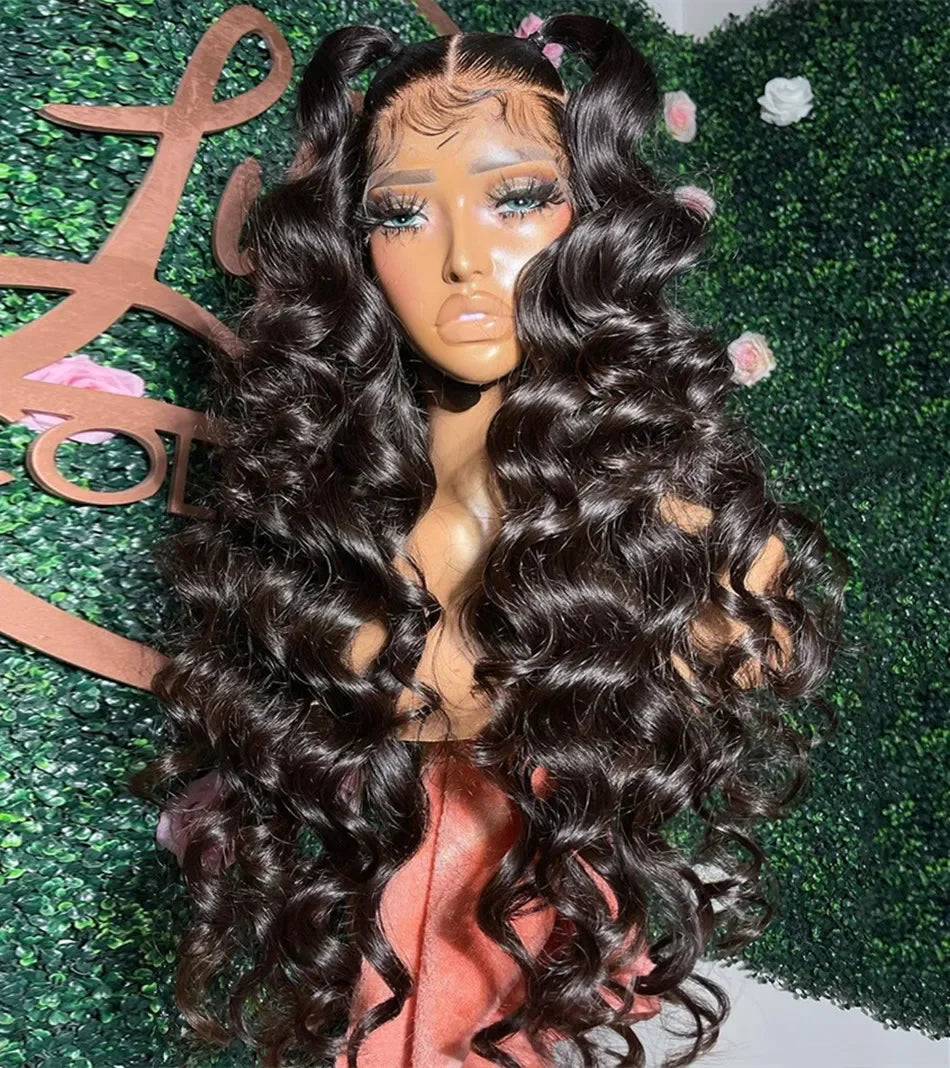 HD 13x6 Loose Natural Wave Lace Front Human Hair Wig – 250% Density, 30–40 Inch, Transparent Full/Frontal Lace