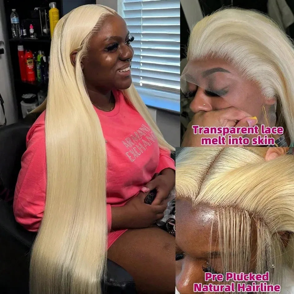 250% Density 613 Blonde Straight HD Lace Front Wig 13x6 Transparent Lace Brazilian Human Hair