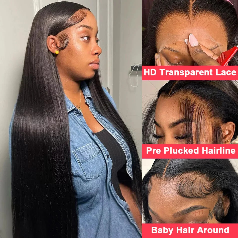 Bone Straight HD Lace Frontal Human Hair Wig 13x6 / 13x4 (30–40 Inch)
