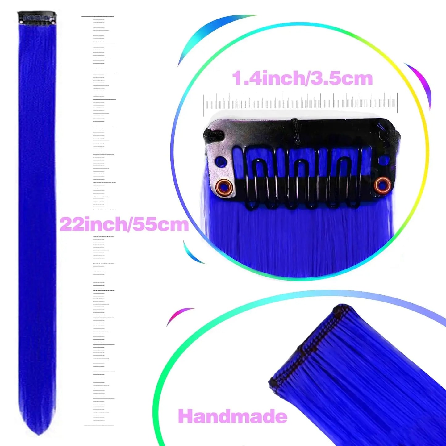 Colored Highlight Clip-In Hair Extensions | Synthetic Straight | 10pcs | Multi-Color | Party & Cosplay