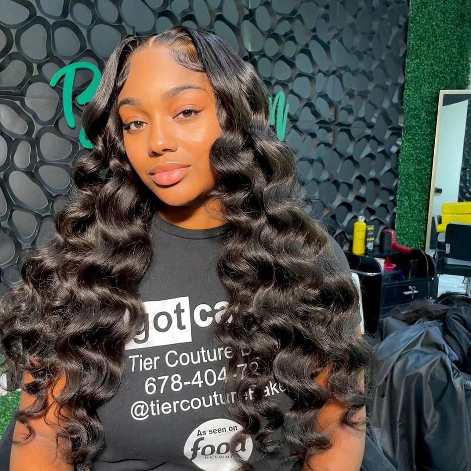 Loose Deep Wave 13×6 HD Lace Frontal Human Hair Wig – 30–40 Inch Brazilian Loose Deep Curl, Pre-Plucked Natural Hairline