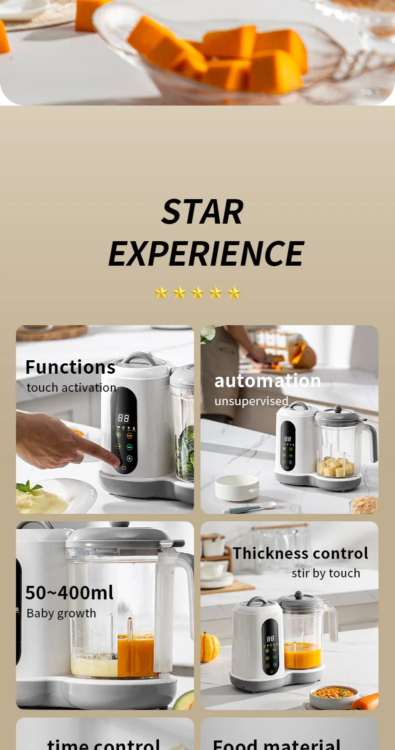 Automatic Baby Food Maker – 6-in-1 Steamer, Blender, Puree & Milk Warmer with Temperature Display