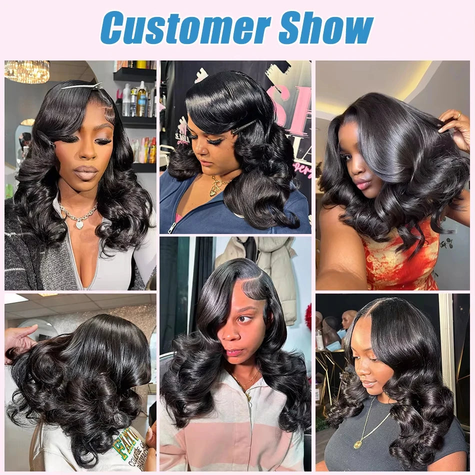 Brazilian Body Wave Short Bob Human Hair Wig 13x4 HD Transparent Lace (250% Density)