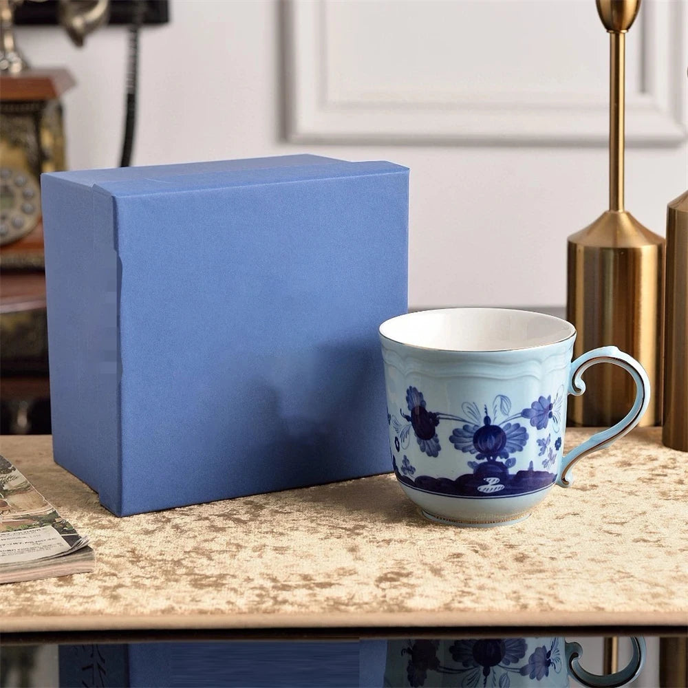 Ceramic Afternoon Tea Set – Printed Porcelain Cup, Saucer, Tray, Milk Pot & High Foot Plate