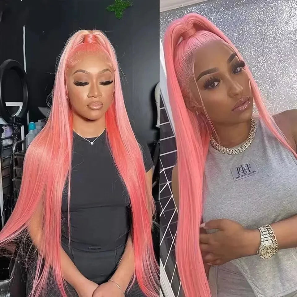 Pink Straight HD Lace Front Human Hair Wig (13x6 / 13x4, Brazilian Remy, 26”+)