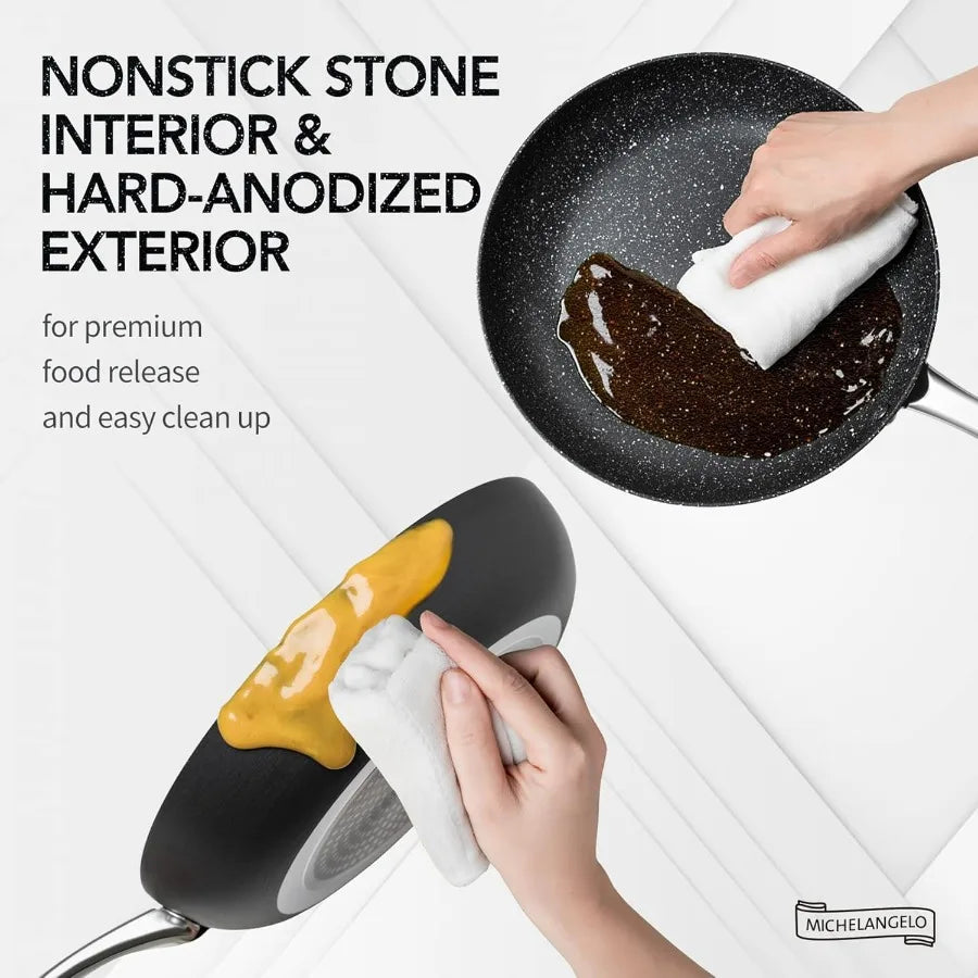 Hard Anodized 10-Piece Cookware Set – Nonstick Granite Pots & Pans with Steamer