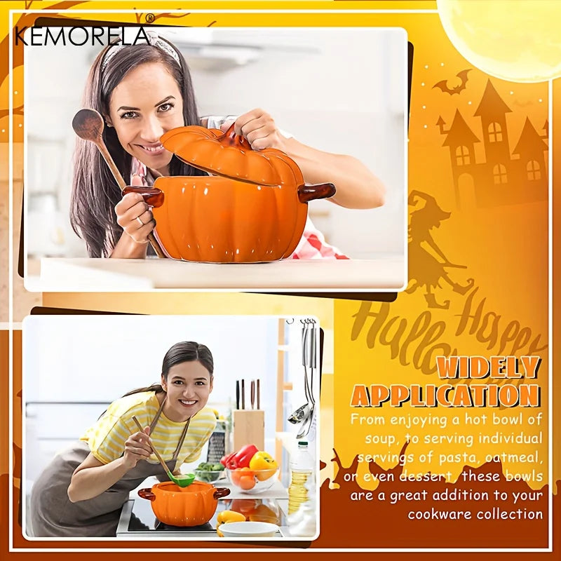 Ceramic Pumpkin Casserole Dish – Oven-Safe Pot with Lid for Halloween & Thanksgiving