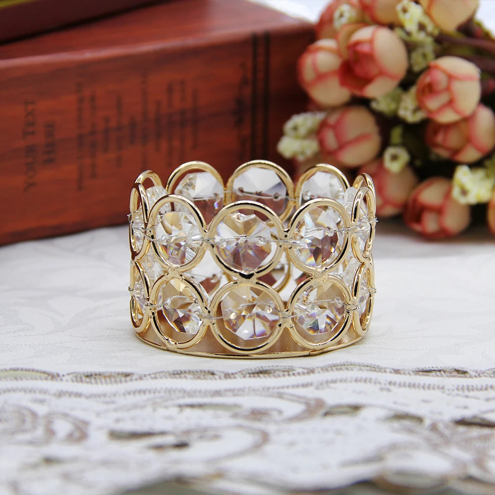 24PCS Crystal Gold Votive Candle Holders – Elegant Decorative Tealight Holders for Weddings, Parties & Gifts