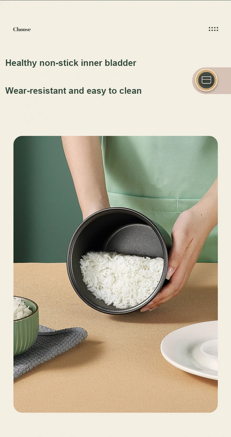 Mini Rice Cooker 1.2L – Compact Electric Steamer for 1–2 People