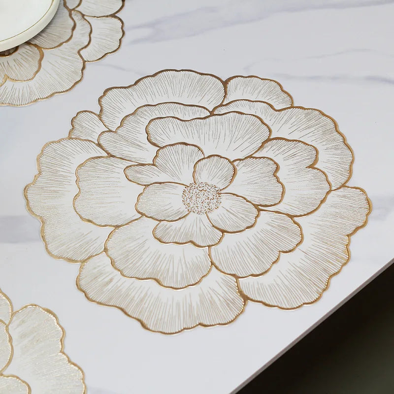 PVC Floral Placemat – Elegant Heat-Resistant Table Mat for Dining & Home Decor
