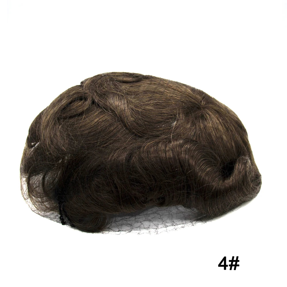 Men's Human Hair Toupee – Lace & PU Base, Straight, 6x8 / 7x9 / 8x10