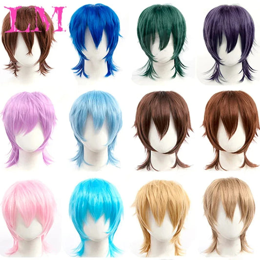 Wolf Cut Synthetic Wig with Bangs – Choppy Layered Style for Men & Women