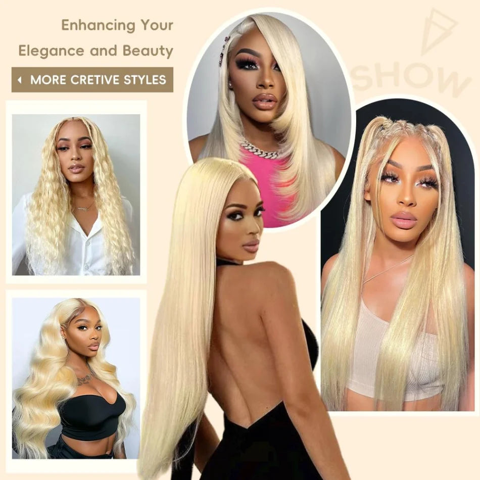 Blonde 613 HD Lace Frontal Straight Brazilian Wig – 40 Inch, 250% Density, 13×6 Transparent Lace