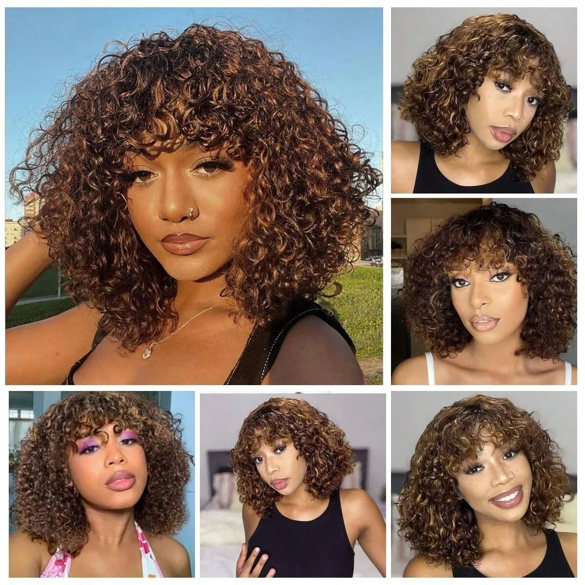 Deep Wave Short Bob Honey Blonde Highlight HD Lace Front Human Hair Wig (13x4)