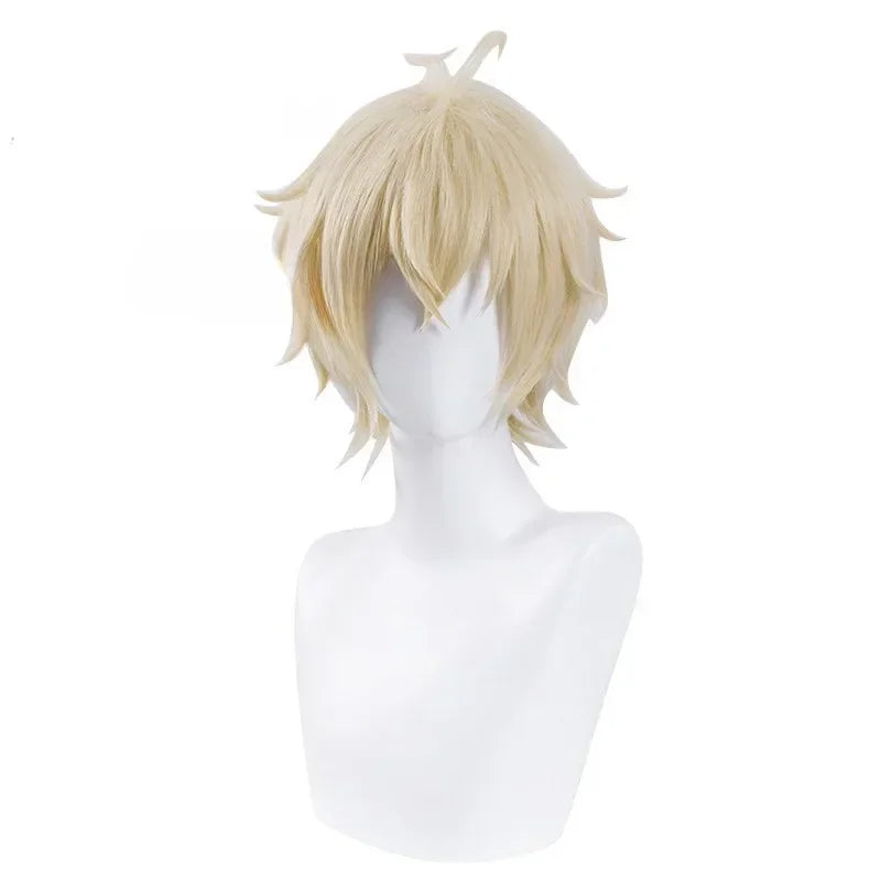 Men's Short Blonde Cosplay Wig – Heat Resistant Synthetic Full Cap Wig