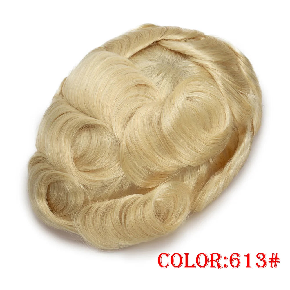 Men Toupee Wig Natural Hairline V Loop Thin Skin | Remy Human Hair System 0.03mm