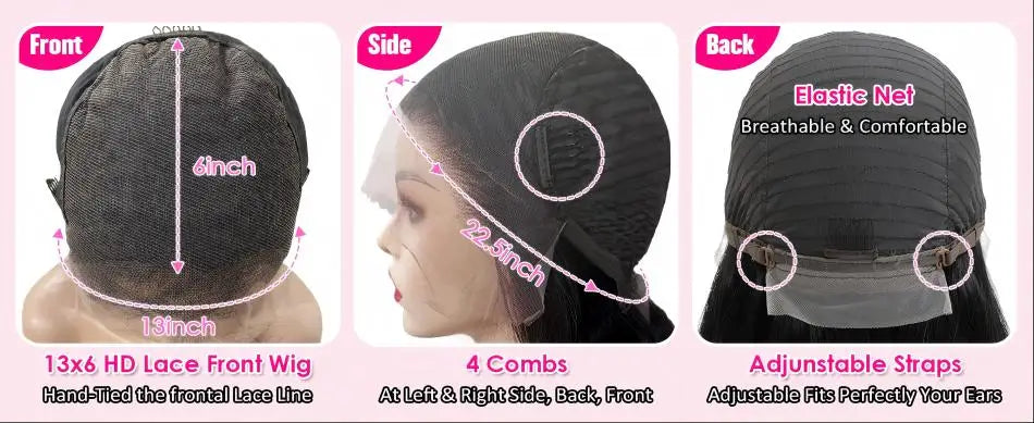 40 Inch Body Wave Human Hair Wig – 13x6 HD Lace Frontal, 220 Density, Pre-Plucked Brazilian Remy Hair