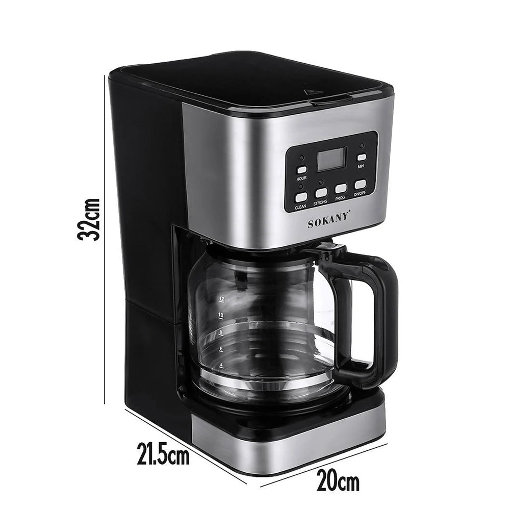 SK 950W Electric Drip Coffee Maker — Semi-Automatic Stainless Steel Machine for Home & Office