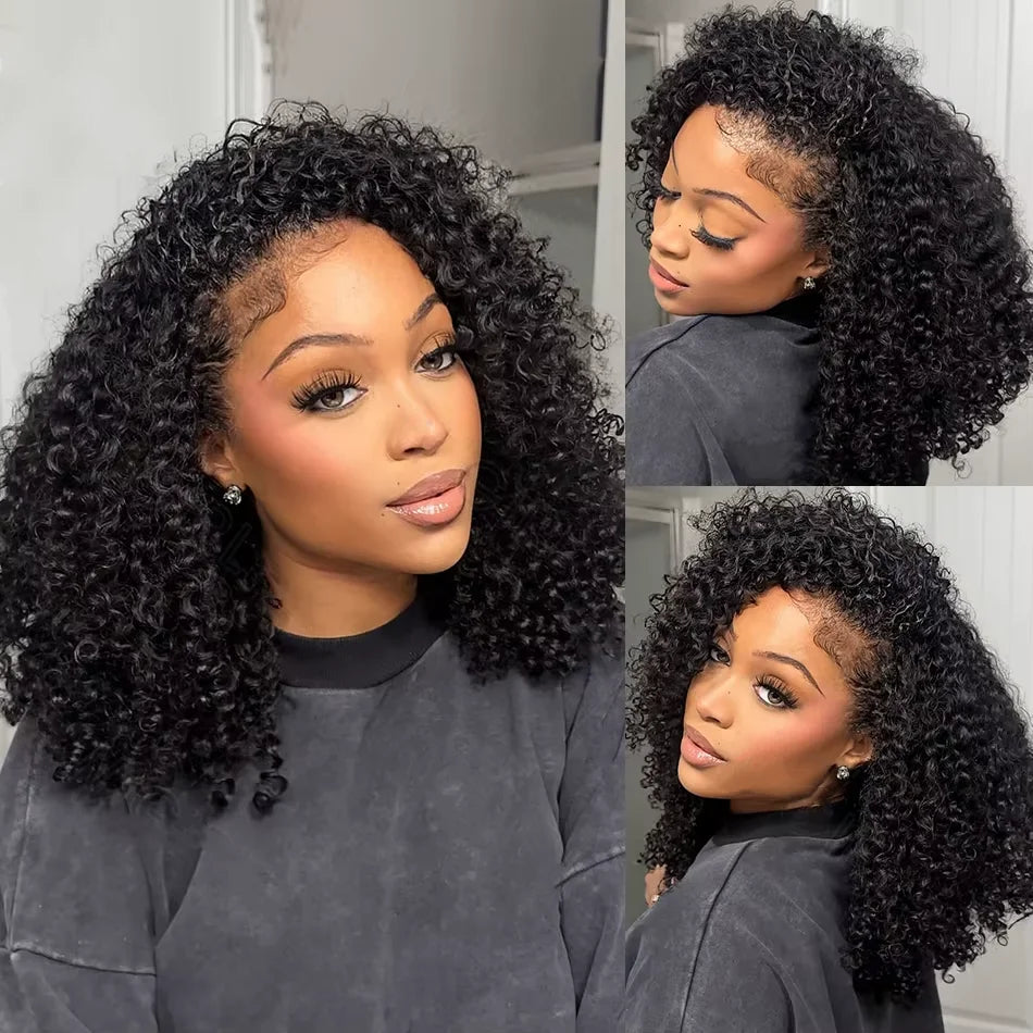 1B Natural Jerry Curly Bob 13x4 HD Lace Front Wig (Virgin Human Hair, 250% Density, 4–16")