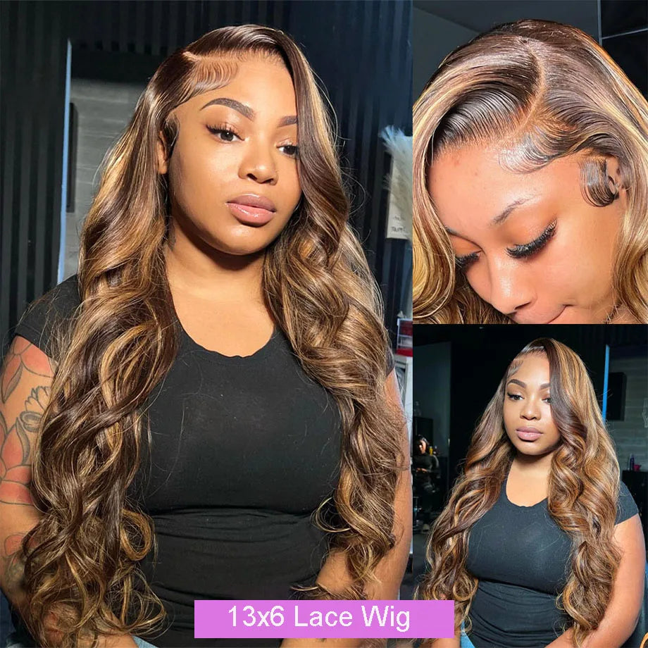 Body Wave Highlight 13x6/13x4 HD Lace Front Wig (Brazilian Human Hair, 30 Inch)