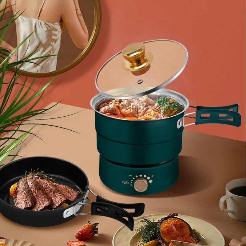 Folding Electric Hot Pot Cooker – Compact & Portable for Travel & Dorm Use