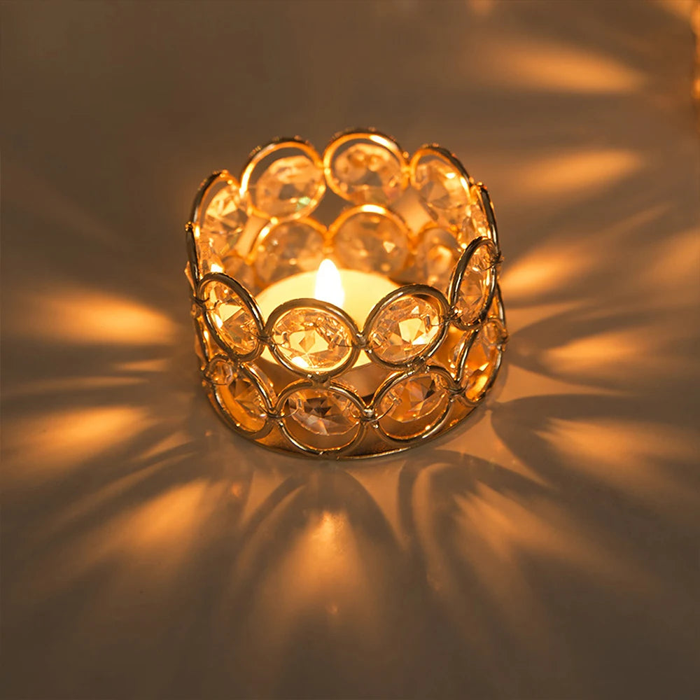 24PCS Crystal Gold Votive Candle Holders – Elegant Decorative Tealight Holders for Weddings, Parties & Gifts