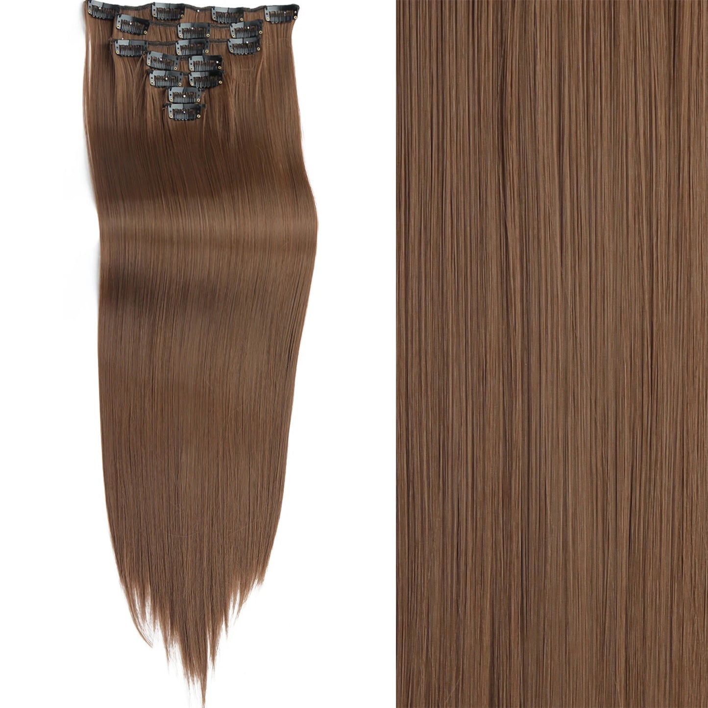 7Pcs Clip-in Hair Extensions | 24 Inch Straight | 60 Colors | Heat Resistant Fiber